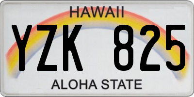 HI license plate YZK825