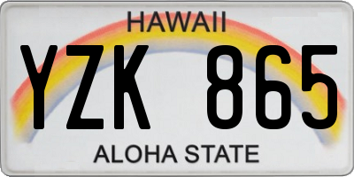HI license plate YZK865