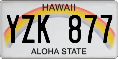 HI license plate YZK877