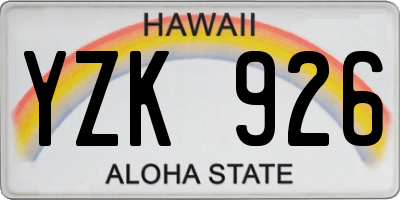 HI license plate YZK926