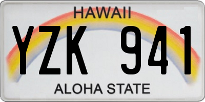 HI license plate YZK941