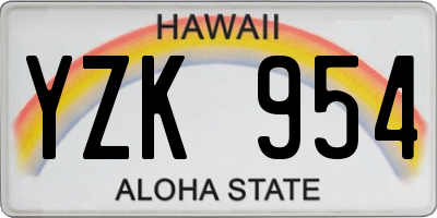 HI license plate YZK954