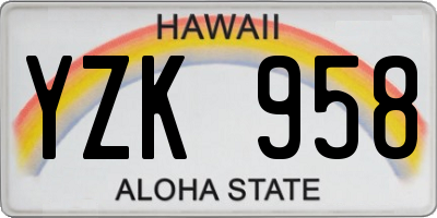 HI license plate YZK958