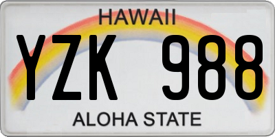 HI license plate YZK988