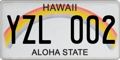 HI license plate YZL002