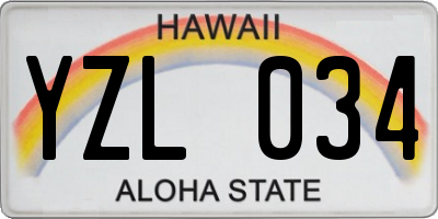 HI license plate YZL034