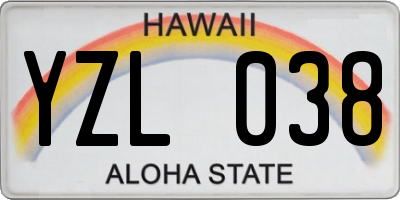 HI license plate YZL038