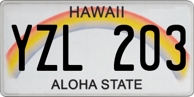HI license plate YZL203
