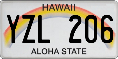 HI license plate YZL206