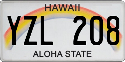 HI license plate YZL208
