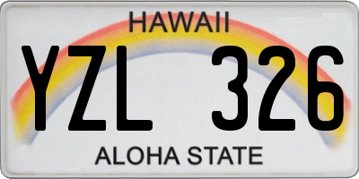 HI license plate YZL326