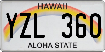 HI license plate YZL360