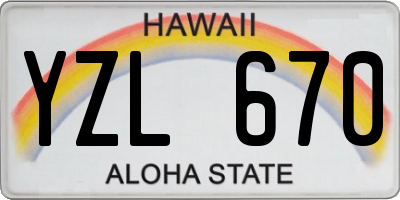 HI license plate YZL670