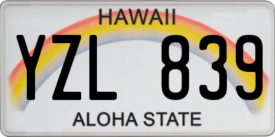 HI license plate YZL839