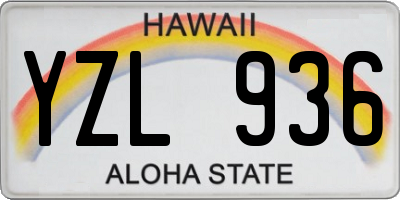 HI license plate YZL936