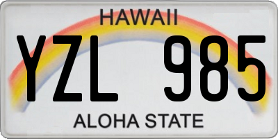 HI license plate YZL985