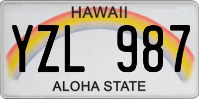 HI license plate YZL987