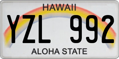 HI license plate YZL992