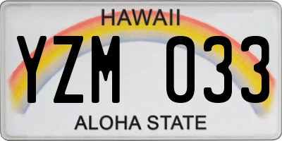 HI license plate YZM033