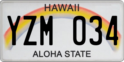 HI license plate YZM034