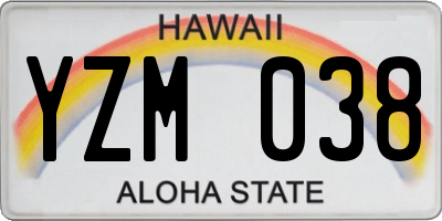 HI license plate YZM038