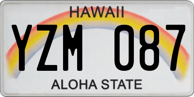 HI license plate YZM087