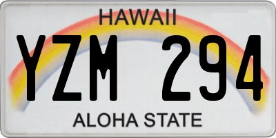 HI license plate YZM294