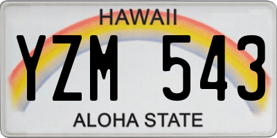 HI license plate YZM543