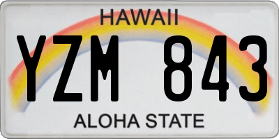 HI license plate YZM843