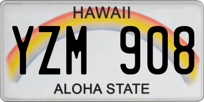 HI license plate YZM908