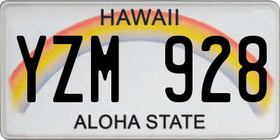 HI license plate YZM928