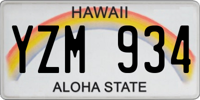 HI license plate YZM934