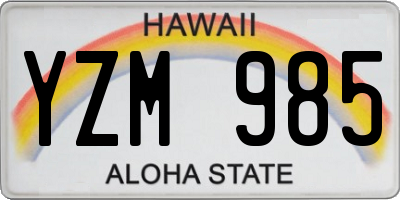 HI license plate YZM985