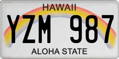 HI license plate YZM987