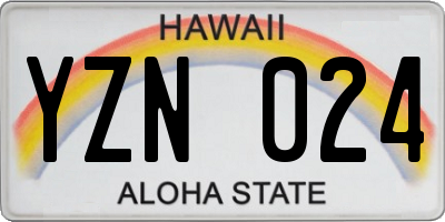 HI license plate YZN024