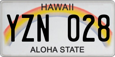 HI license plate YZN028