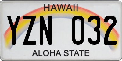 HI license plate YZN032