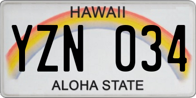 HI license plate YZN034
