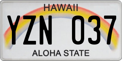 HI license plate YZN037