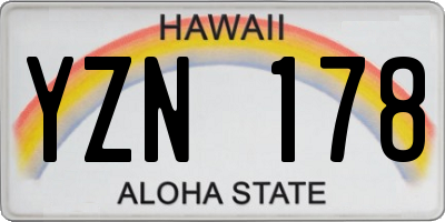 HI license plate YZN178
