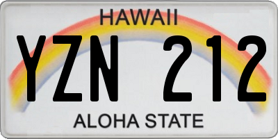 HI license plate YZN212