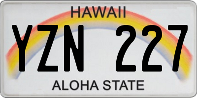 HI license plate YZN227