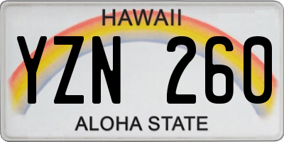 HI license plate YZN260