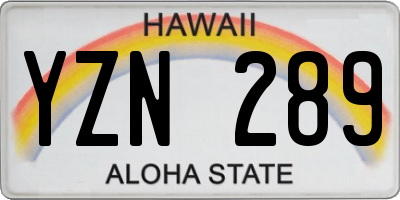 HI license plate YZN289