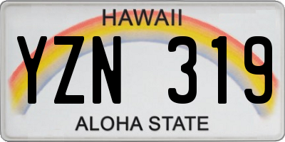 HI license plate YZN319