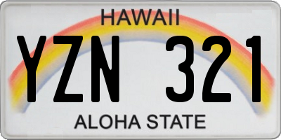 HI license plate YZN321