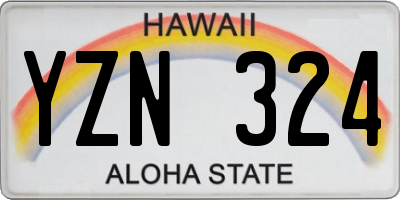 HI license plate YZN324