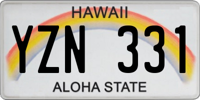 HI license plate YZN331