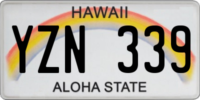 HI license plate YZN339
