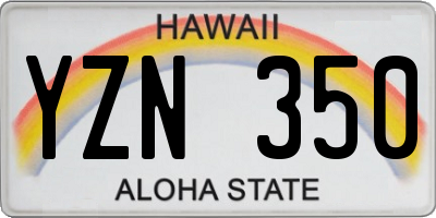 HI license plate YZN350